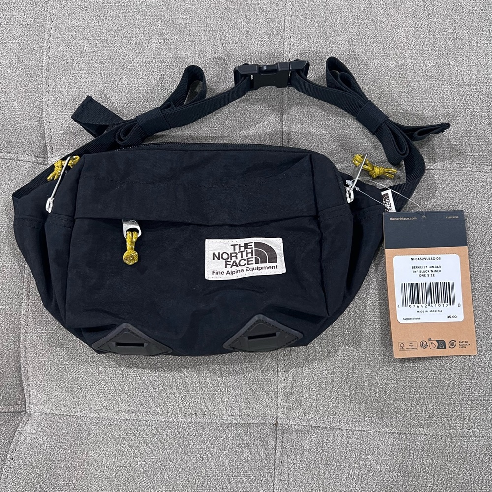 The North Face Black Belt Bag with Adjustable Strap and Durable Material